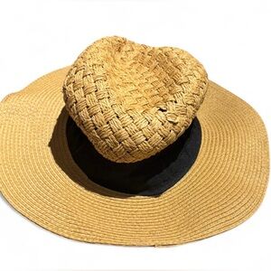 Stylish Tan and Black Woven Sun Hat
